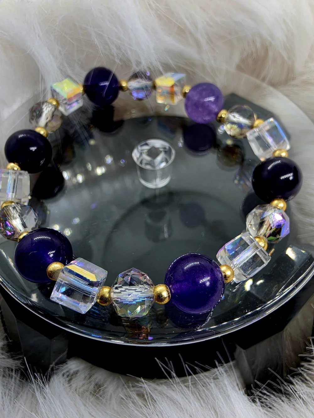 Amethyst Bracelet – Purple Crystal & Sparkling Beads